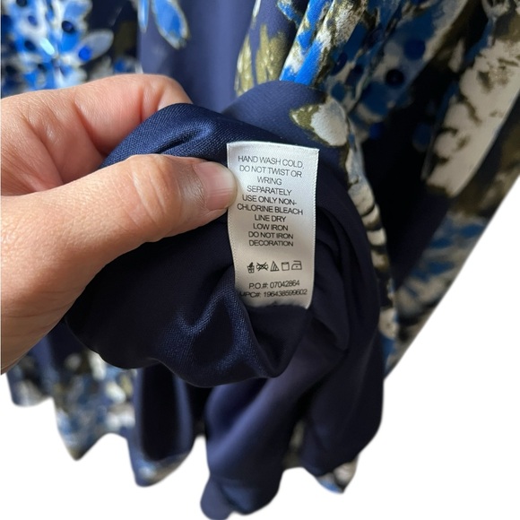 Roaman's Floral Sequin Flutter Sleeve Gown Handkerchief Hem maxi dress 24w - Picture 6 of 10